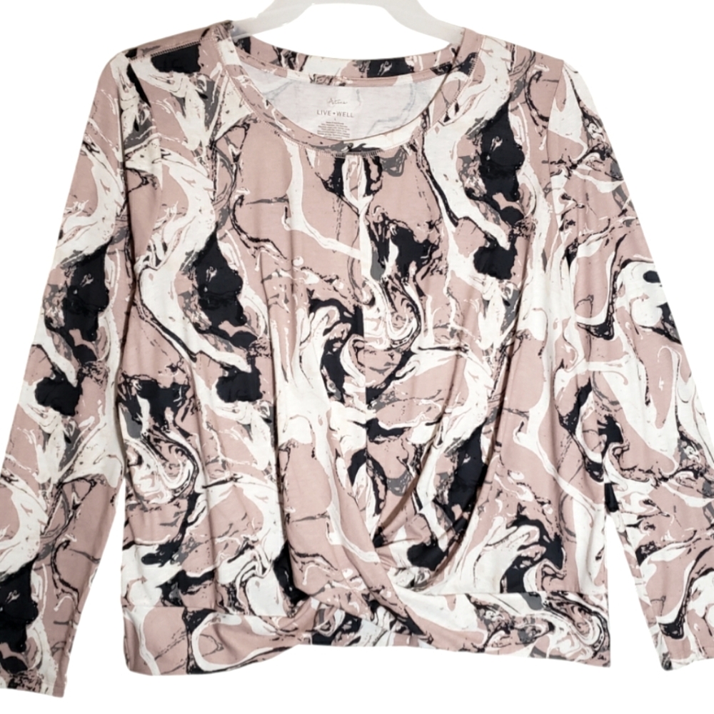 Actime women's lg fall geometric print long sleeves pullover top. 5098